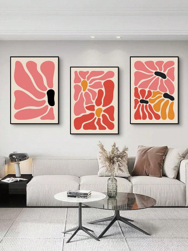 3pcs Chemical Fiber Unframed Painting Modern Abstract Floral Pattern Unframed Painting For Home - Brand My Case