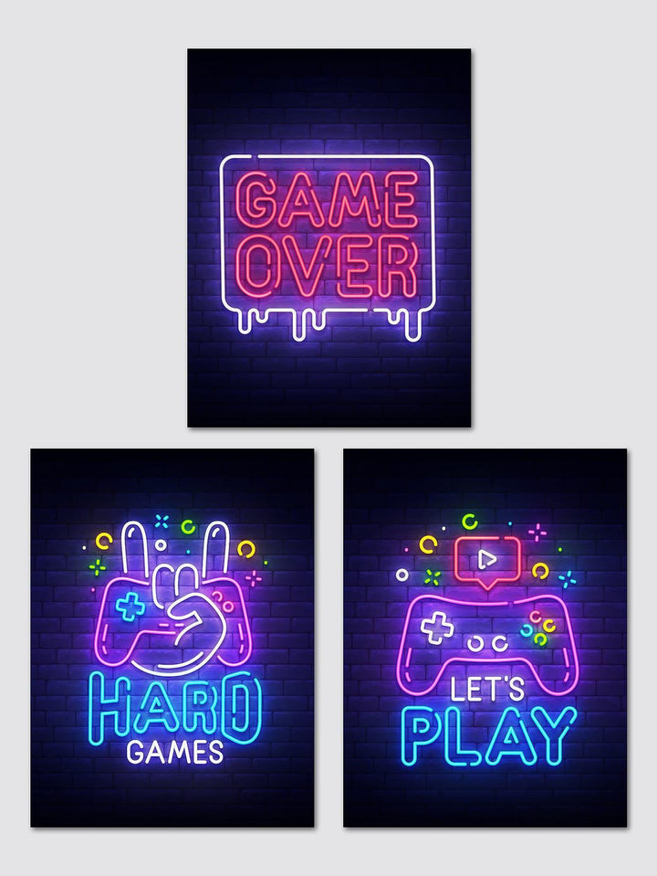 3pcs Chemical Fiber Unframed Painting Modern Gamepad Pattern Unframed Picture For Home - Brand My Case