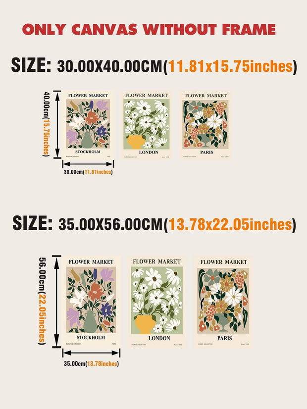 3pcs Floral Print Unframed Painting - Brand My Case