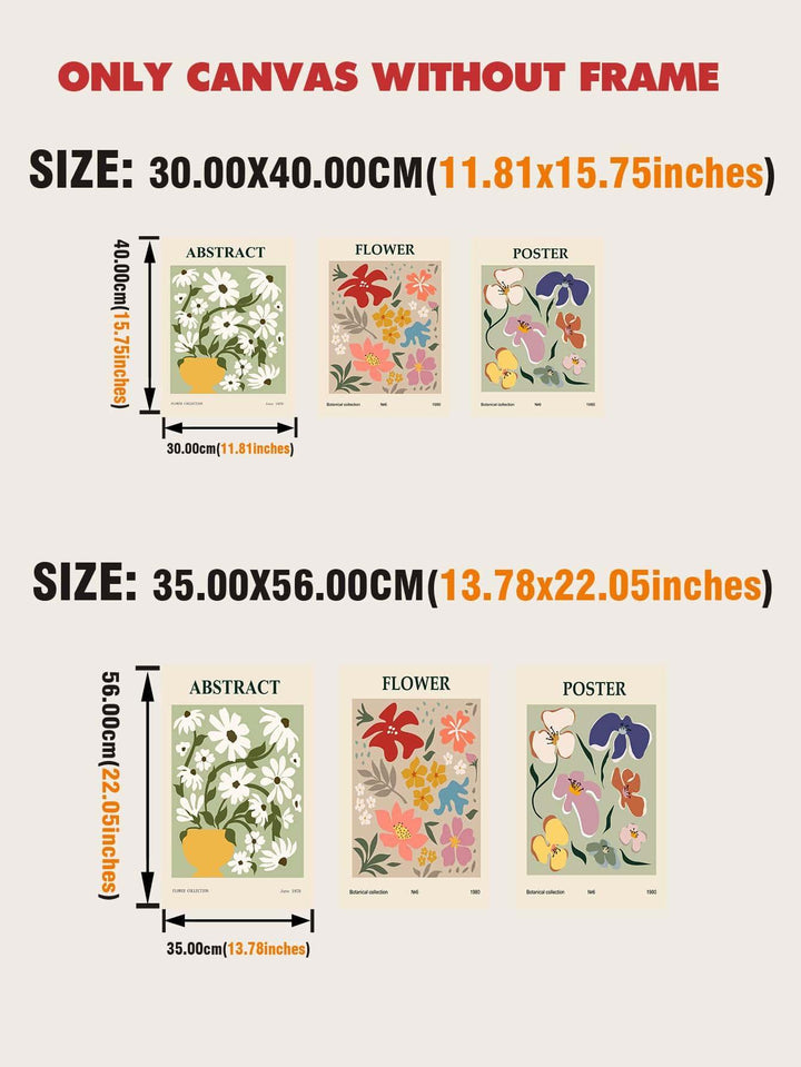 3pcs Floral Print Unframed Painting - Brand My Case