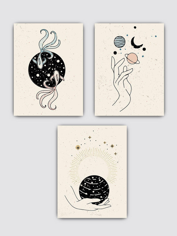 3pcs Hand Planet Pattern Unframed Painting - Brand My Case