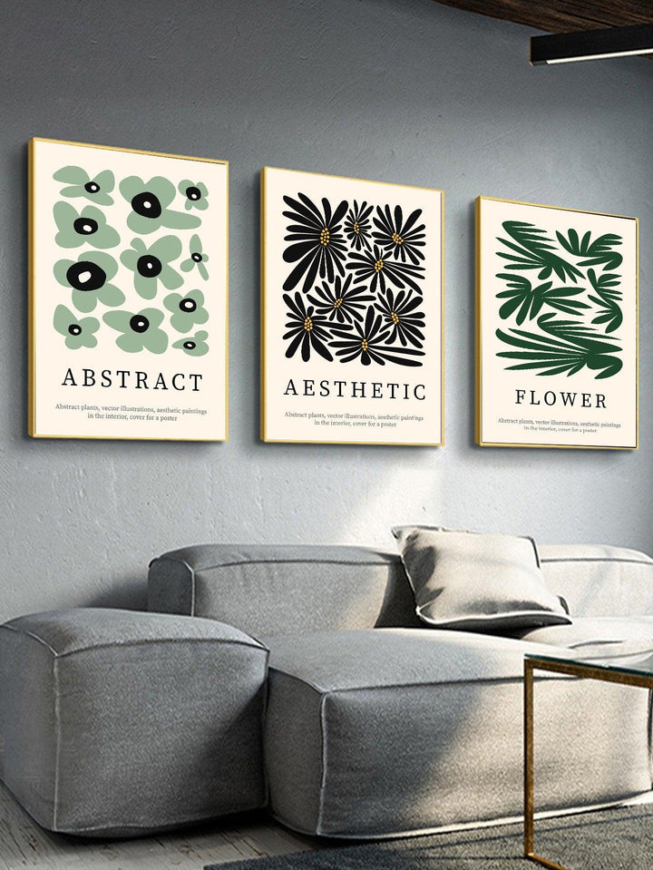 3pcs set Floral Slogan Graphic Unframed Painting Chemical Fiber Wall Art Painting For Home Wall Decor - Brand My Case