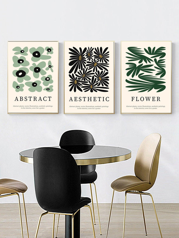 3pcs set Floral Slogan Graphic Unframed Painting Chemical Fiber Wall Art Painting For Home Wall Decor - Brand My Case