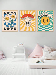 3pcs set Letter Floral Pattern Unframed Painting Modern Polyester Wall Art Painting For Home Wall Decor - Brand My Case