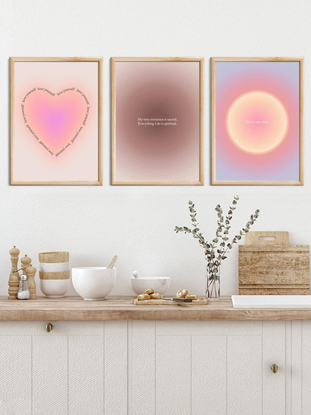 3pcs set Non woven Fabric Unframed Painting Heart Slogan Graphic Wall Art Painting For Home Wall Decor - Brand My Case