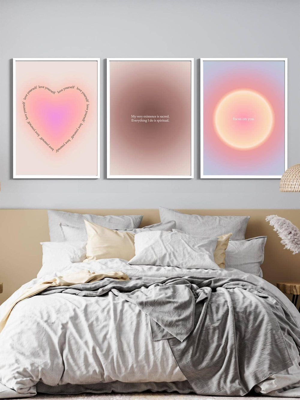3pcs set Non woven Fabric Unframed Painting Heart Slogan Graphic Wall Art Painting For Home Wall Decor - Brand My Case
