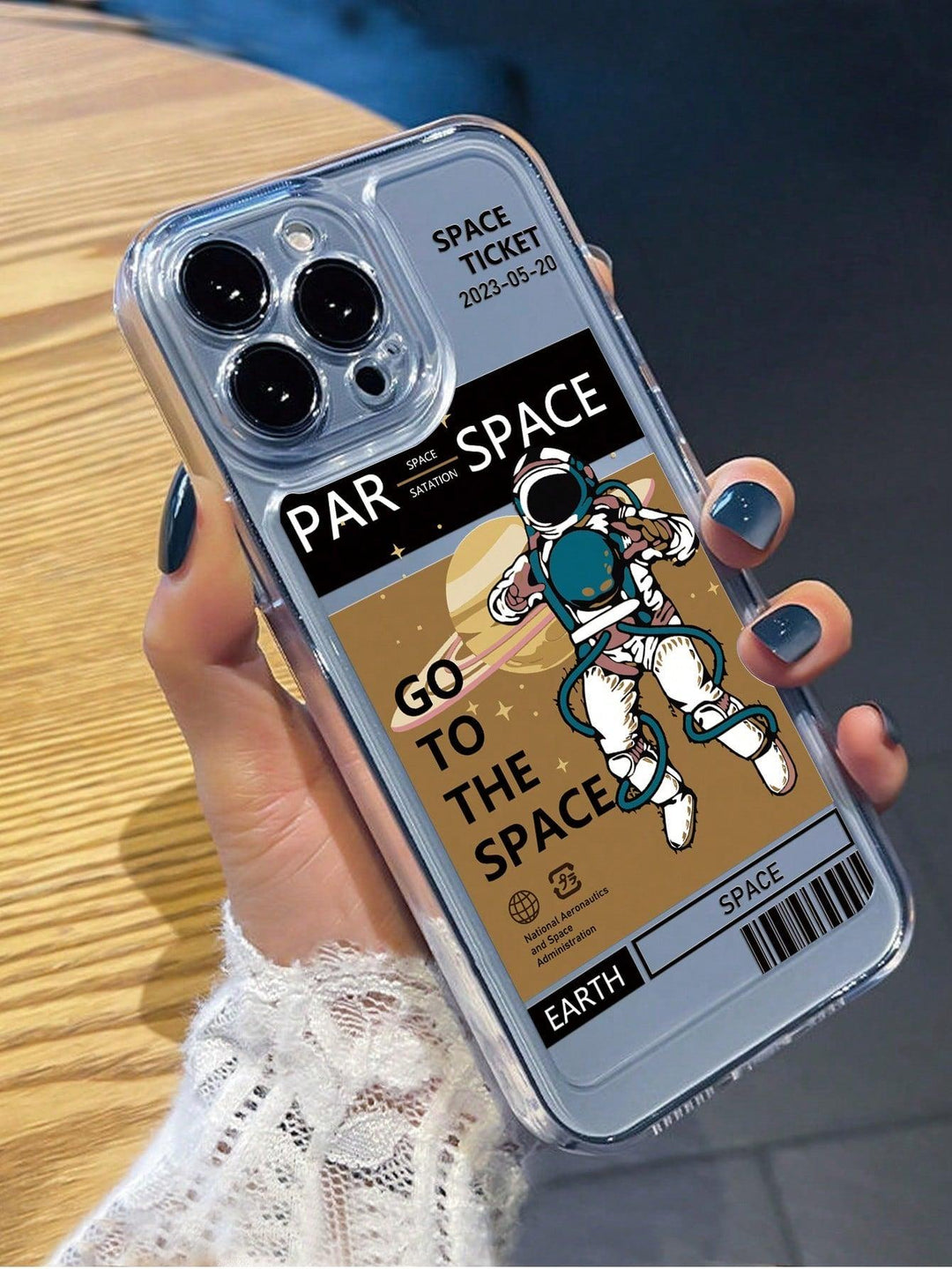 Astronaut Pattern Clear Phone Case - Brand My Case