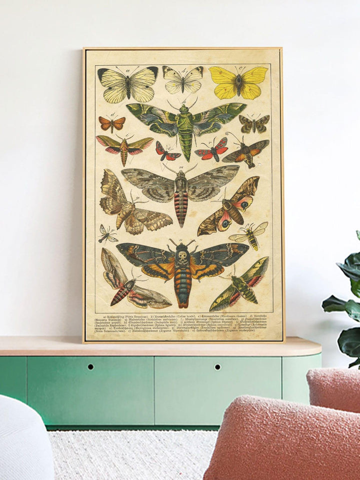 Butterfly Pattern Framed Painting Vintage Chemical Fiber Wall Art Prints For Home Decor - Brand My Case