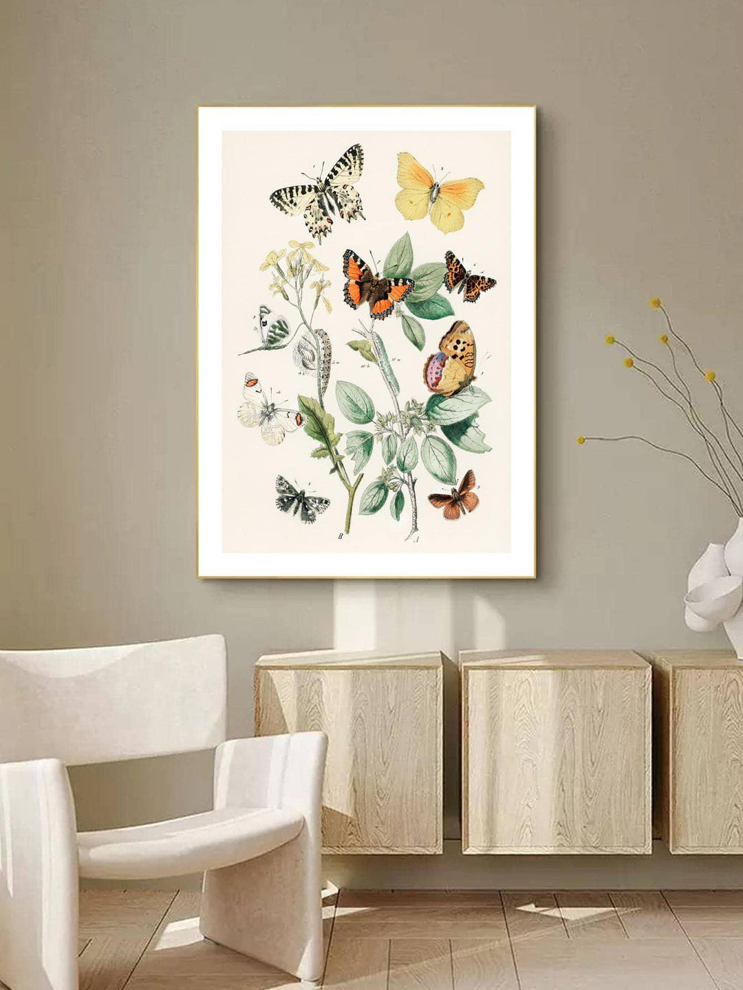 Butterfly Pattern Framed Painting Vintage Chemical Fiber Wall Art Prints For Home Decor - Brand My Case