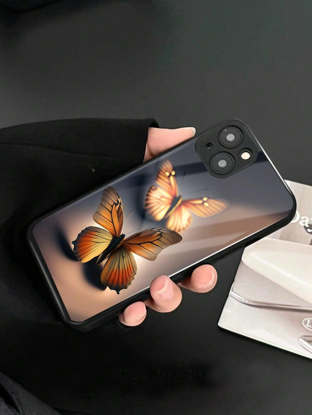 Butterfly Pattern Glass Phone Case - Brand My Case