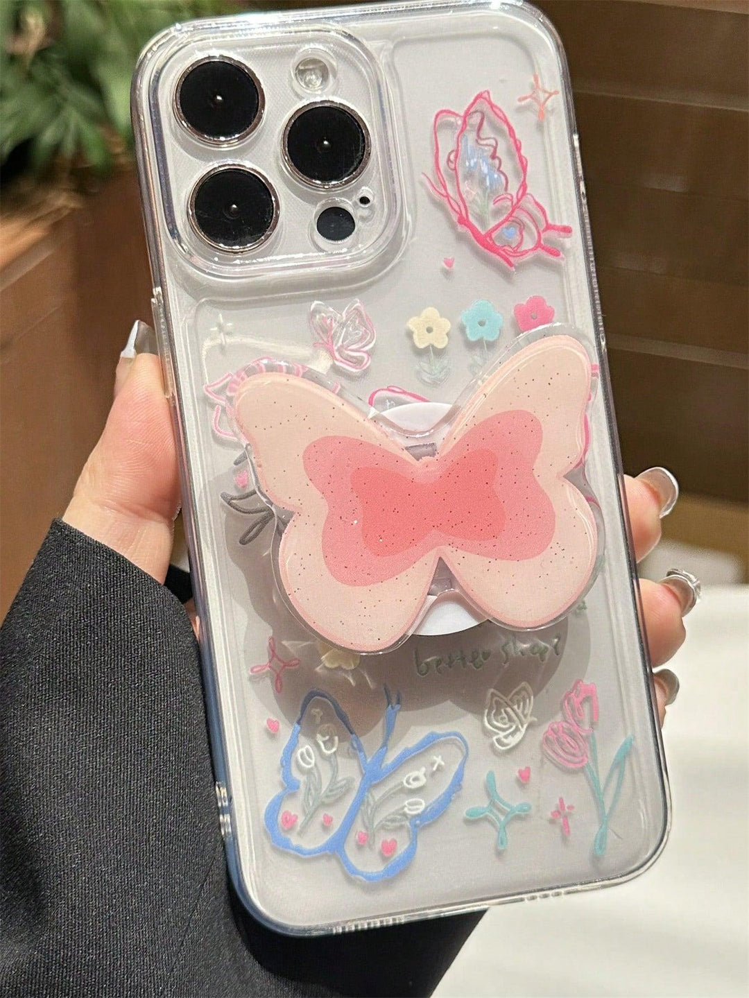 Butterfly Pattern Phone Case With Holder - Brand My Case