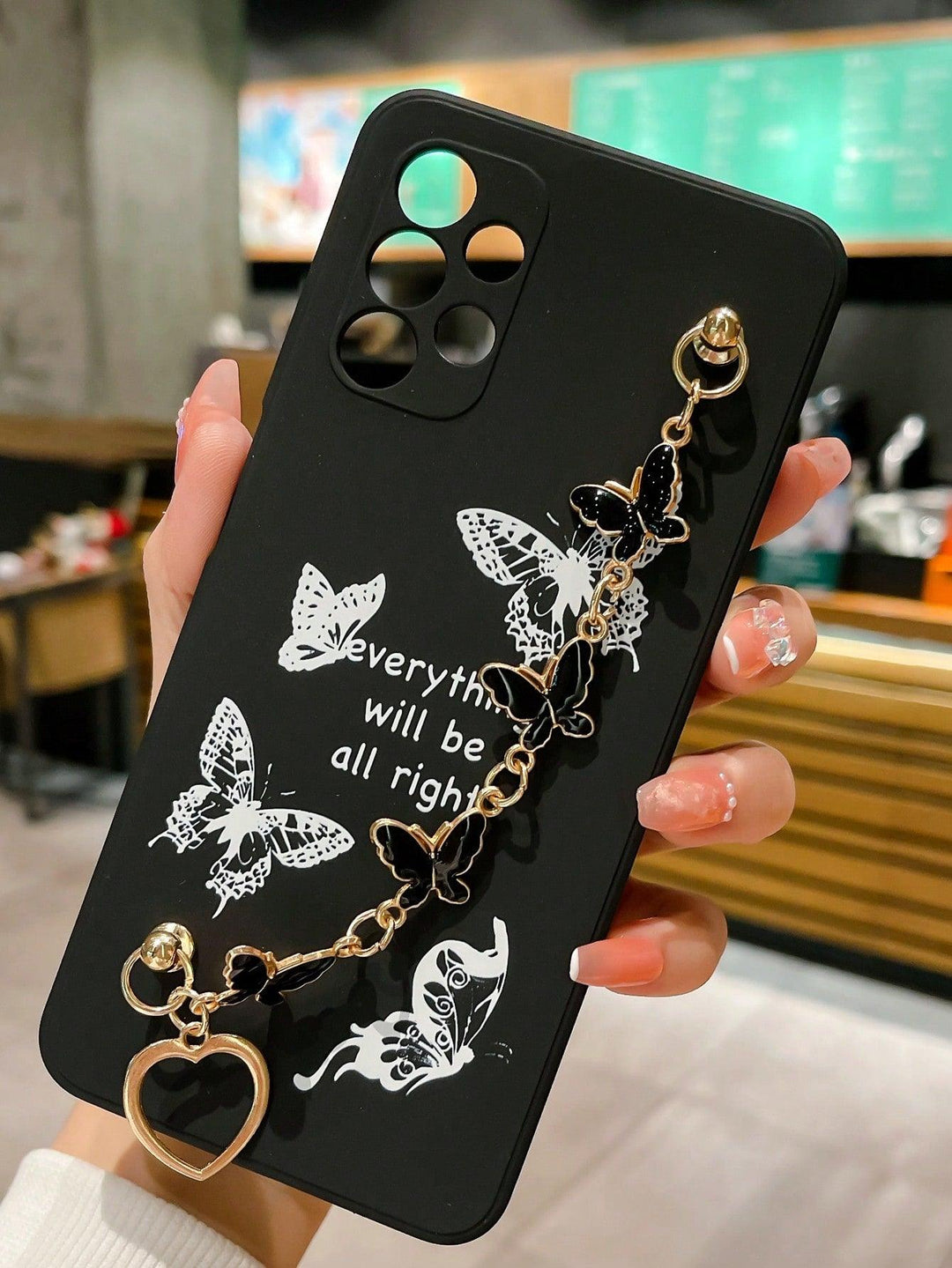 Butterfly Print Phone Case With Hand Strap - Brand My Case