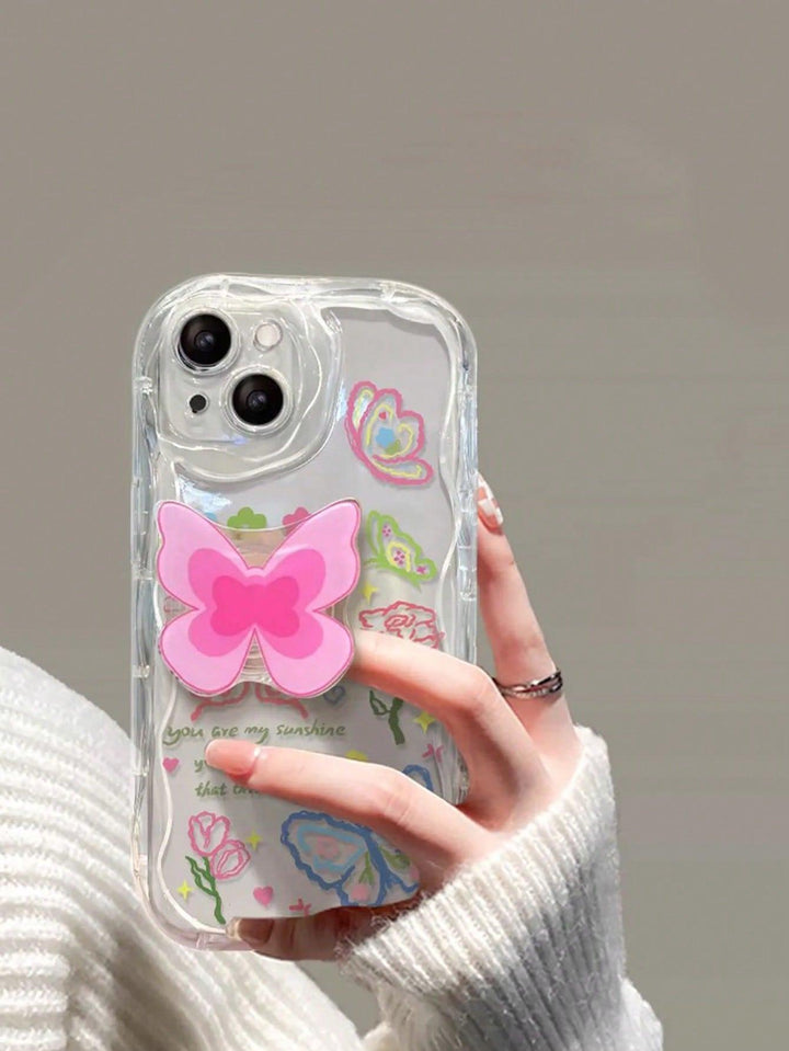 Butterfly Print Phone Case With Stand out Phone Grip - Brand My Case