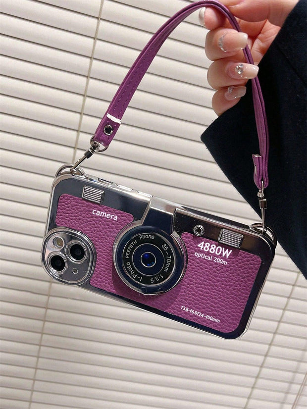 Camera Design PU Phone Case With Lanyard - Brand My Case