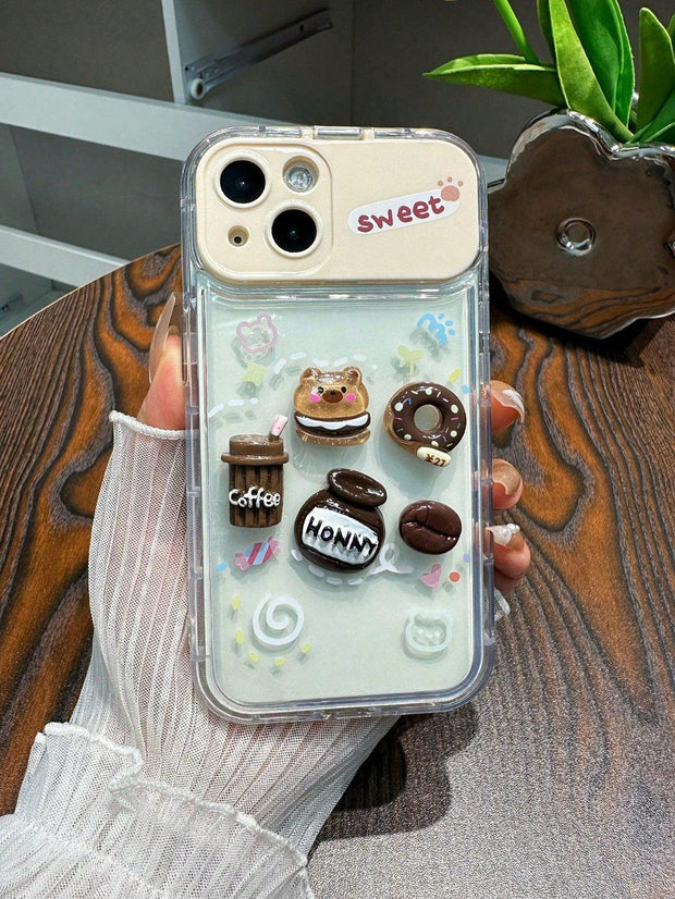 Cartoon Bear Anti fall Phone Case With Invisible Mirror - Brand My Case
