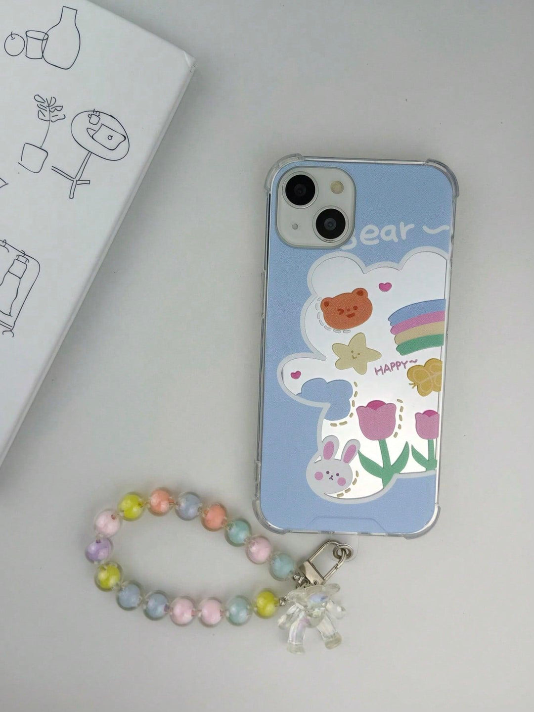 Cartoon Bear Print Phone Case With Lanyard - Brand My Case