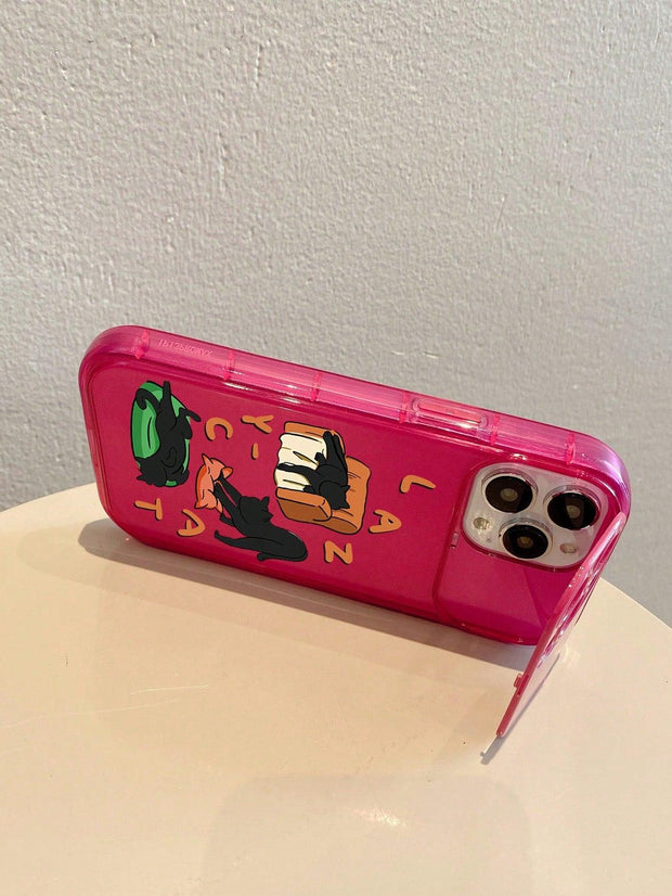 Cartoon Cat Sofa Pattern Phone Case With Flip Mirror - Brand My Case