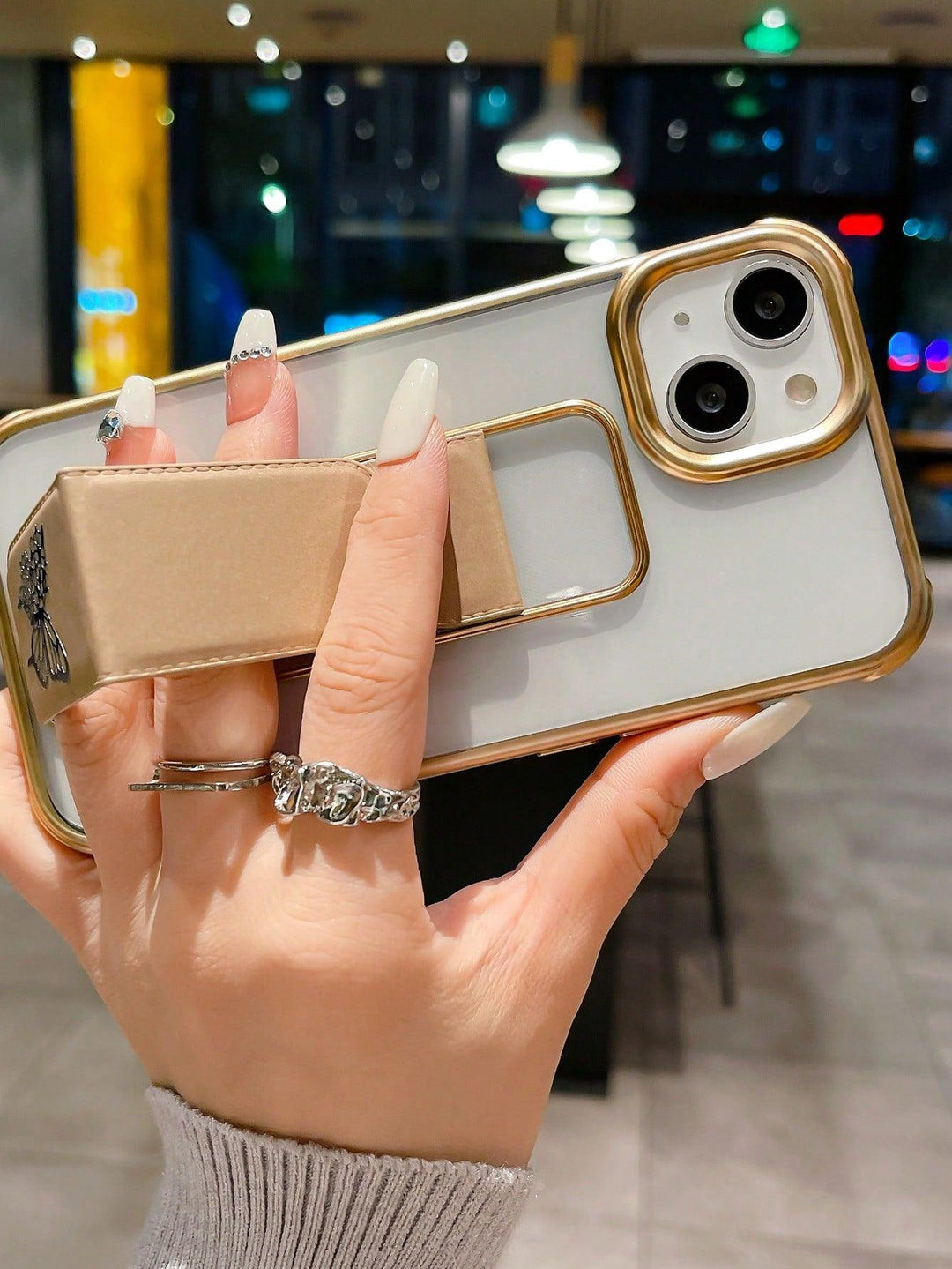 Clear Electroplated Magnetic Phone Case With Foldable Holder - Brand My Case