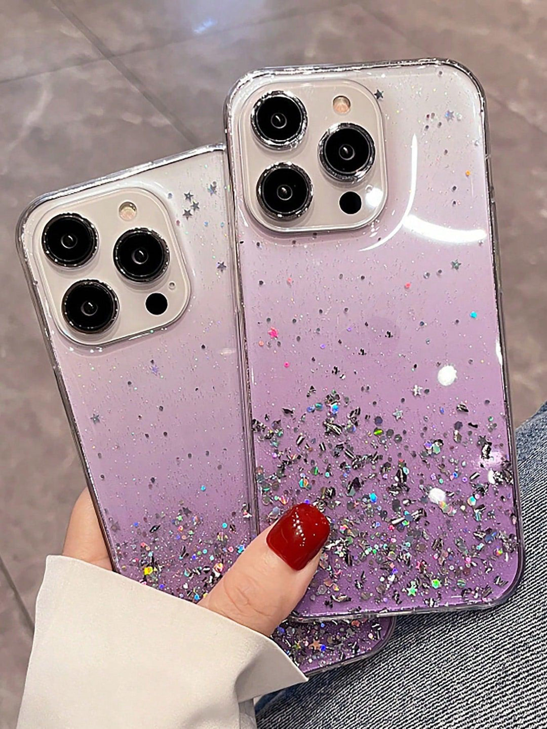 Clear Glitter Gradient Shiny Phone Case - Brand My Case