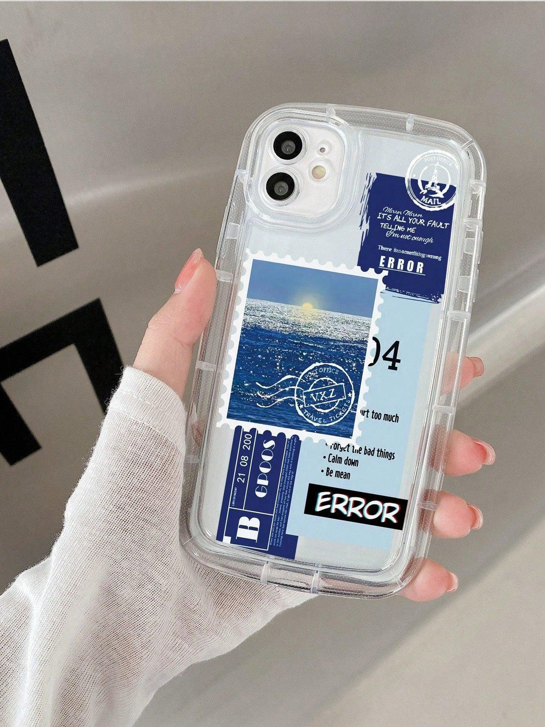 Clear Travel Letter Graphic Phone Case - Brand My Case