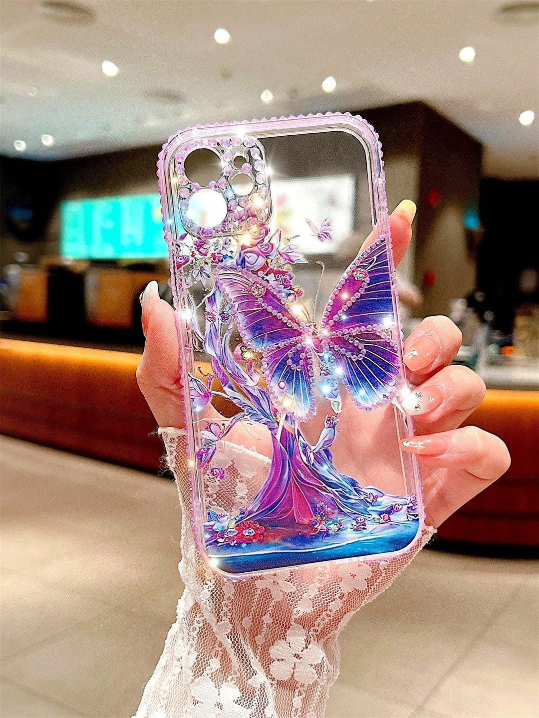 Colored Butterfly Pattern Clear Phone Case - Brand My Case