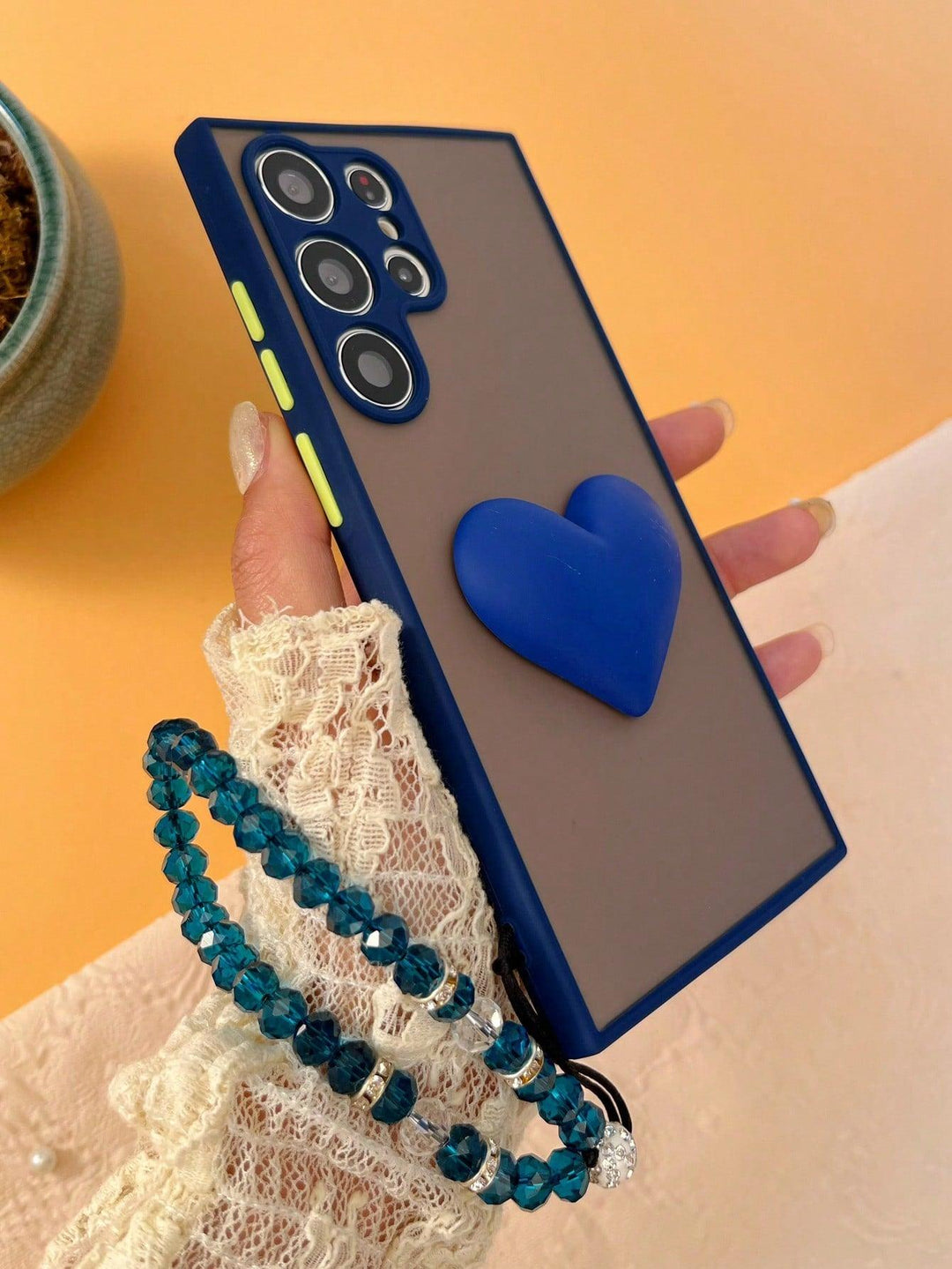 Contrast Frame Phone Case With Beaded Lanyard - Brand My Case