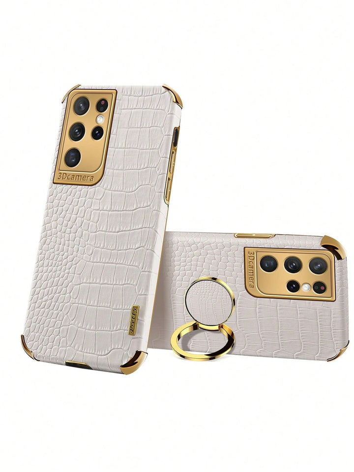 Crocodile Embossed Phone Case With Ring Holder - Brand My Case