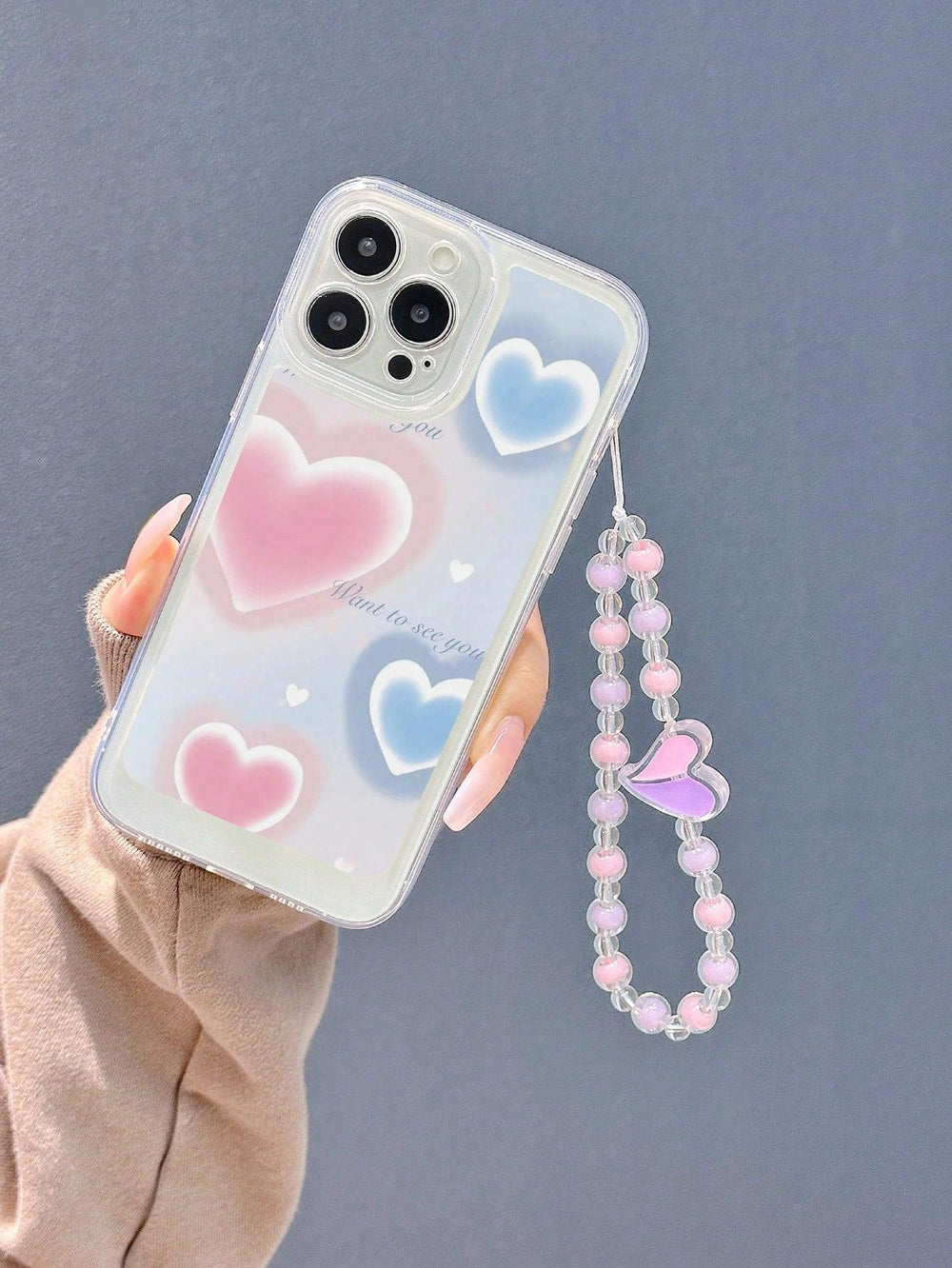 Cute Heart Pattern Phone Case w/ Lanyard - Brand My Case