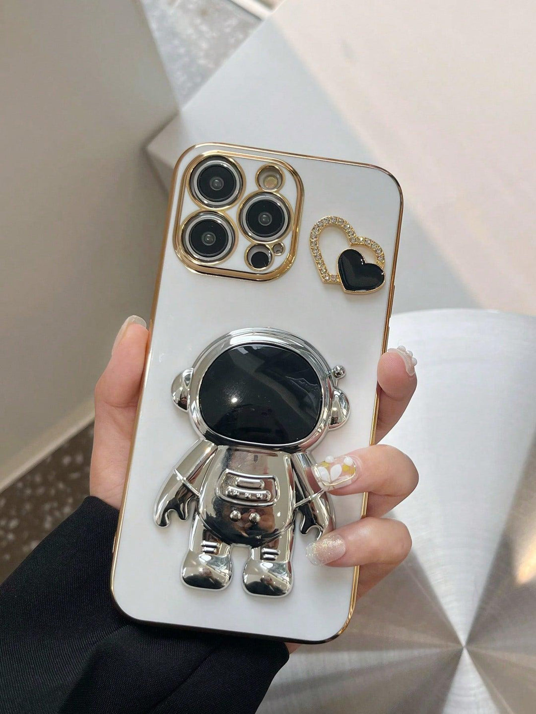 Electroplated Phone Case + Astronaut Design Phone Grip - Brand My Case