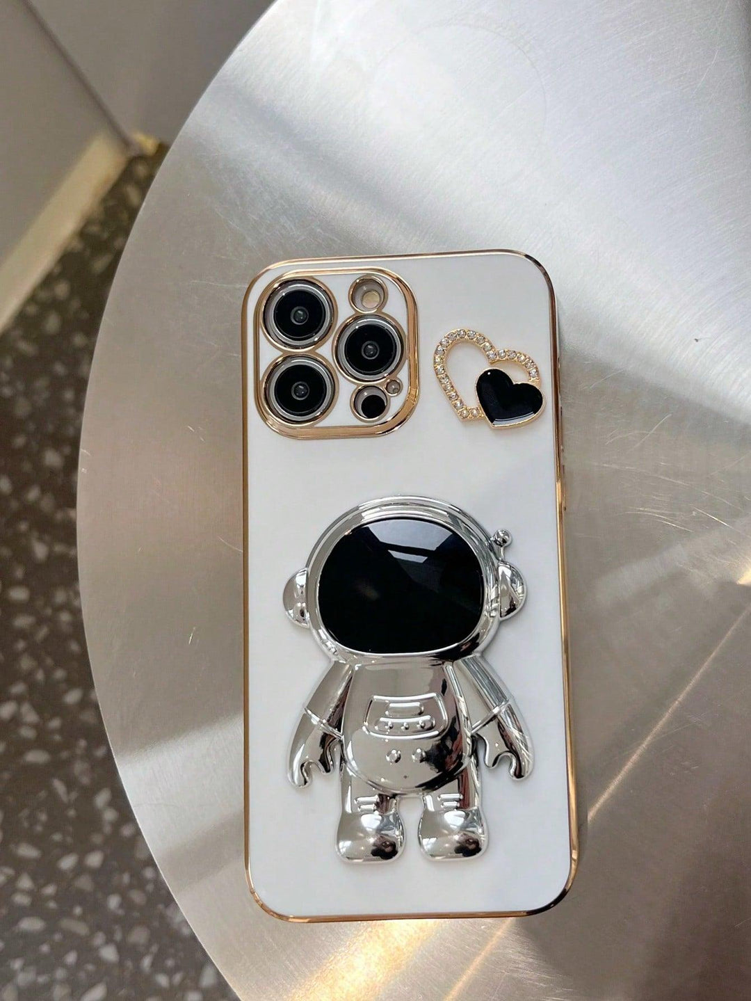 Electroplated Phone Case + Astronaut Design Phone Grip - Brand My Case