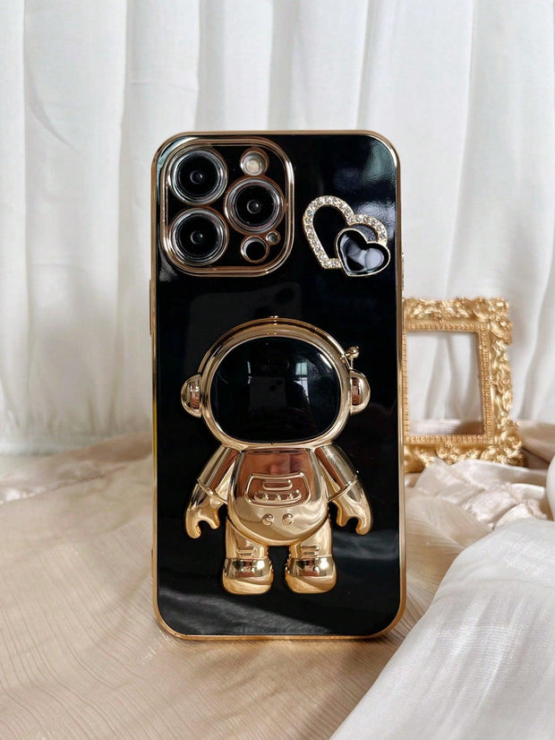 Electroplated Phone Case With Astronaut Design Phone Grip - Brand My Case
