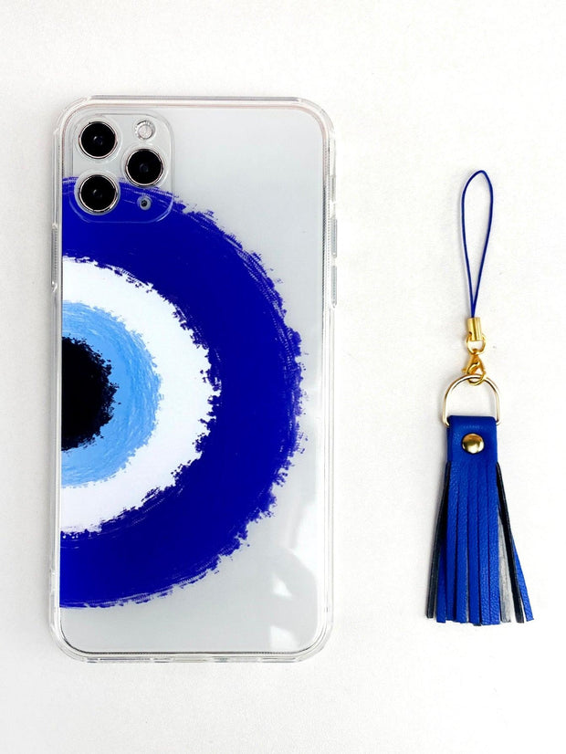 Evil Eye Pattern Phone Case With Tassel Lanyard - Brand My Case