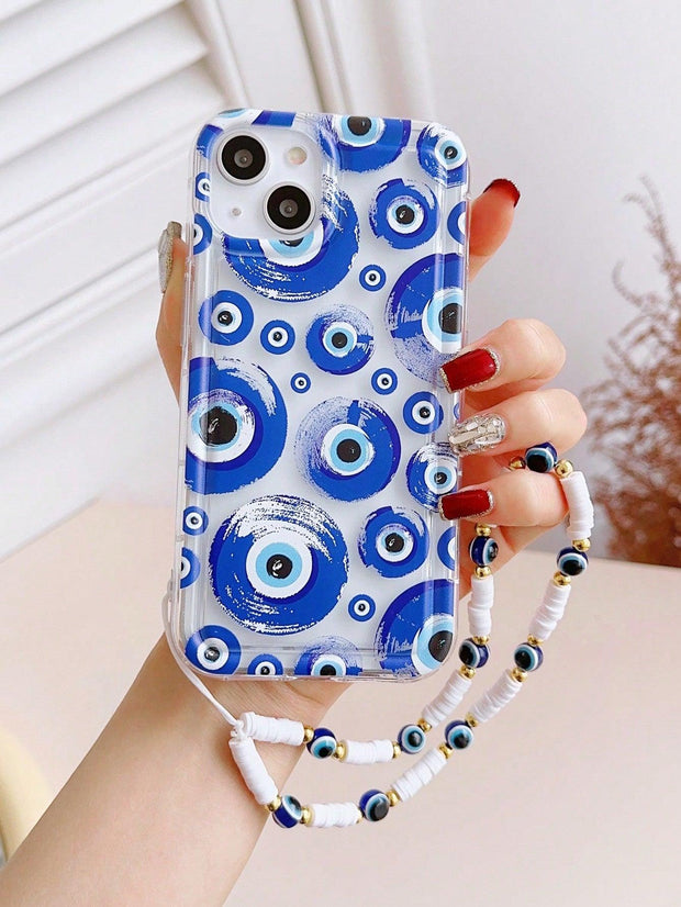 Eye Pattern Clear Phone Case With Lanyard - Brand My Case