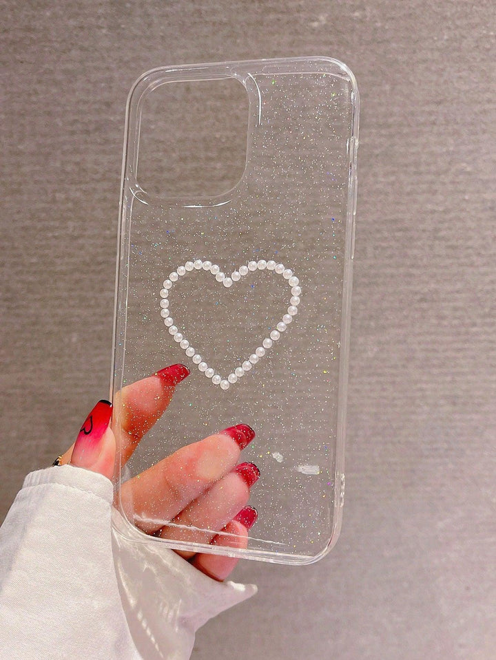 Faux Pearl Heart Decor Phone Case - Brand My Case