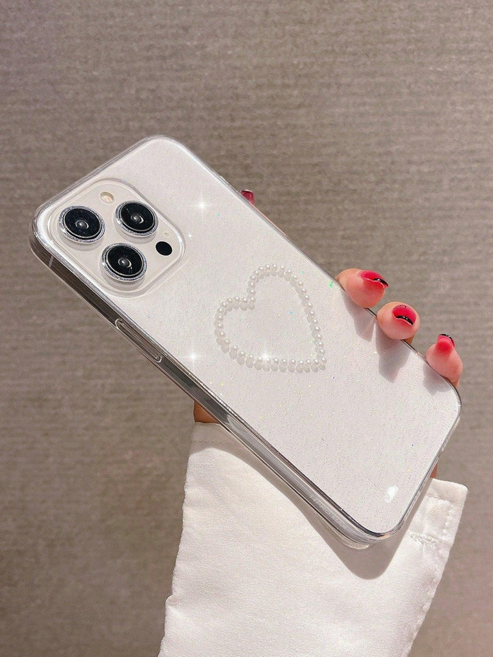 Faux Pearl Heart Decor Phone Case - Brand My Case