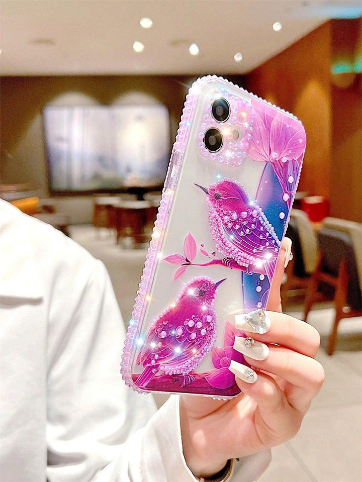 Floral Bird Print Clear Phone Case - Brand My Case