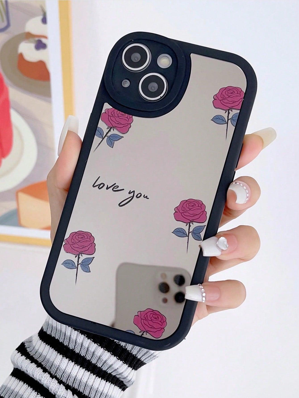 Floral Print Mirror Phone Case - Brand My Case