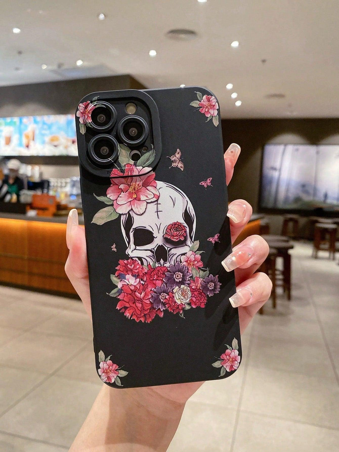 Floral Skull Print Phone Case - Brand My Case