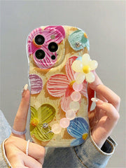 Flower Pattern Phone Case With Hand Strap - Brand My Case