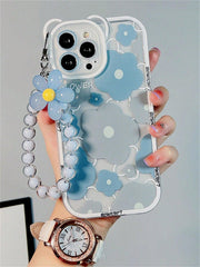 Flower Pattern Phone Case With Lanyard - Brand My Case