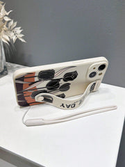 Flower Pattern Phone Case With Wrist Strap Lanyard - Brand My Case