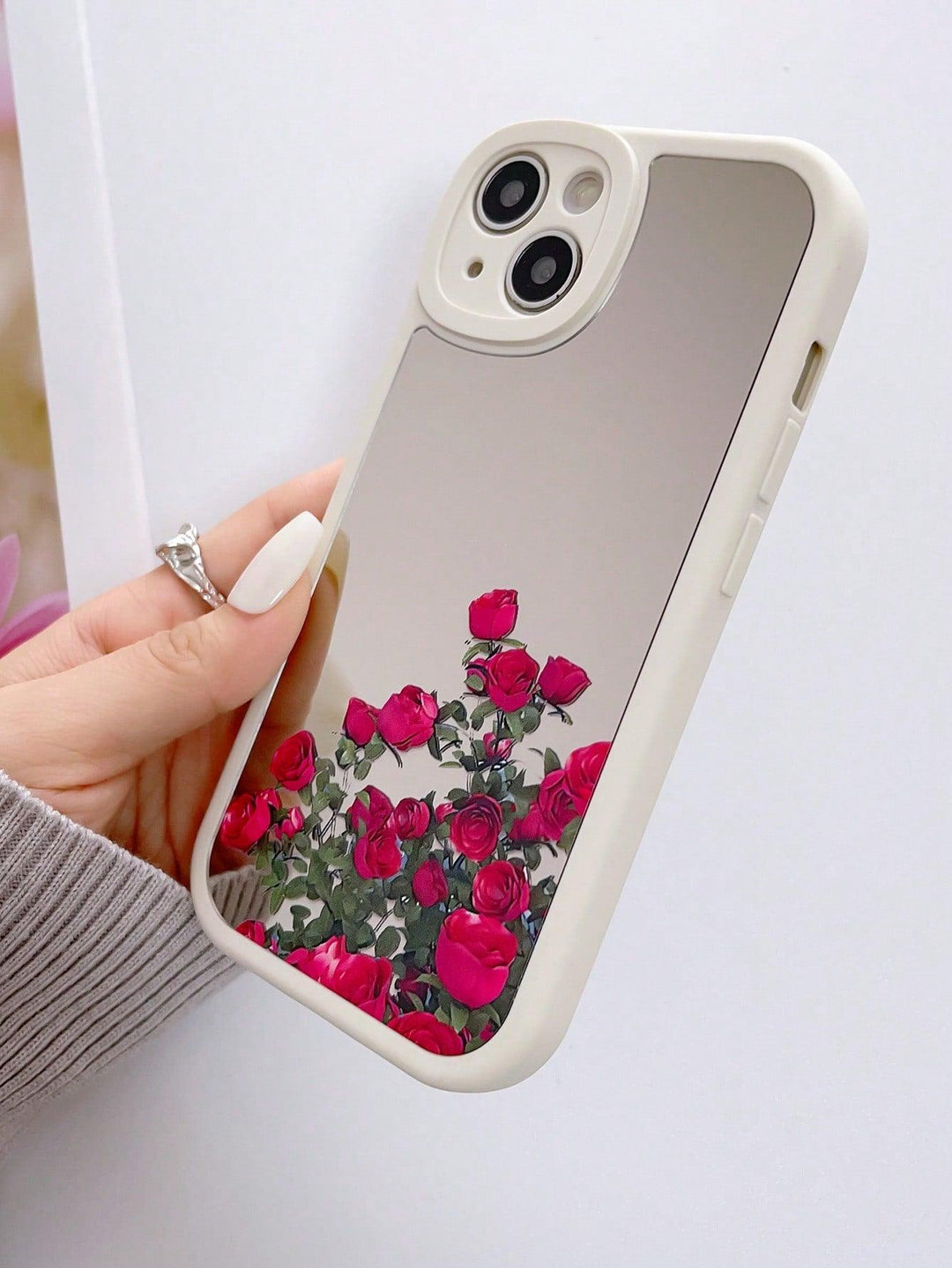 Flower Print Mirror Hard Phone Case - Brand My Case