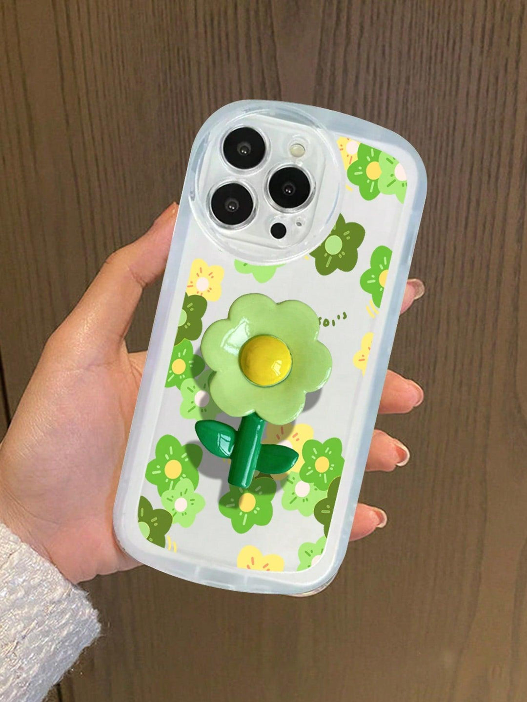 Flower Print Phone Case With Stand out Phone Grip - Brand My Case