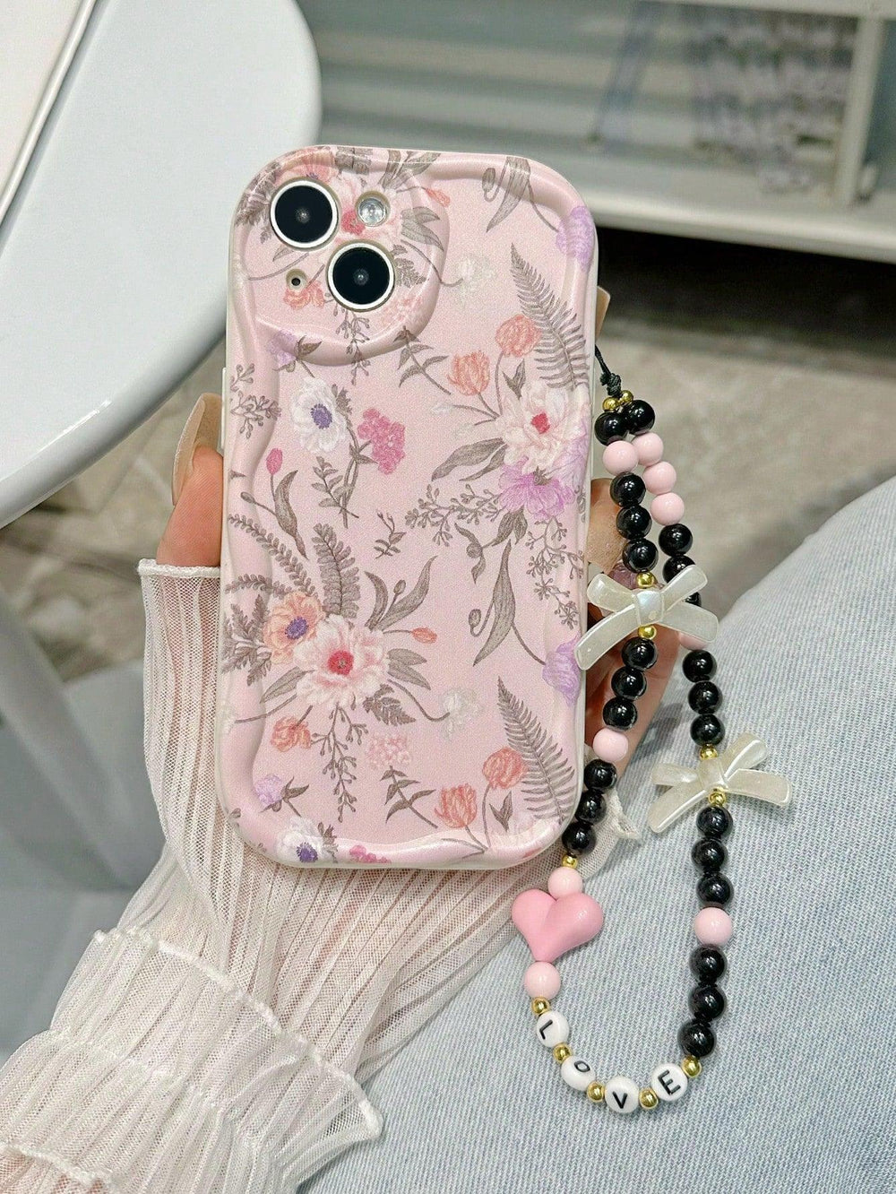 Flowers Print Phone Case With Lanyard - Brand My Case