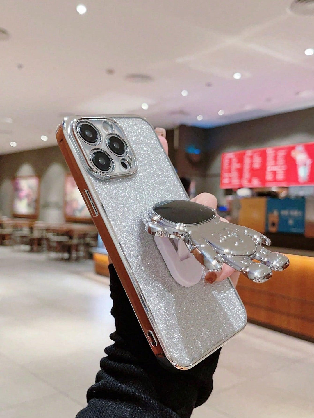 Glitter Phone Case With Astronaut Design Holder - Brand My Case