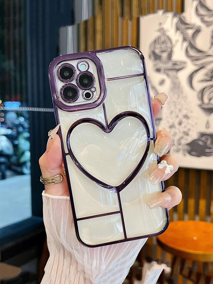 Glittery Heart Pattern Clear Phone Case - Brand My Case
