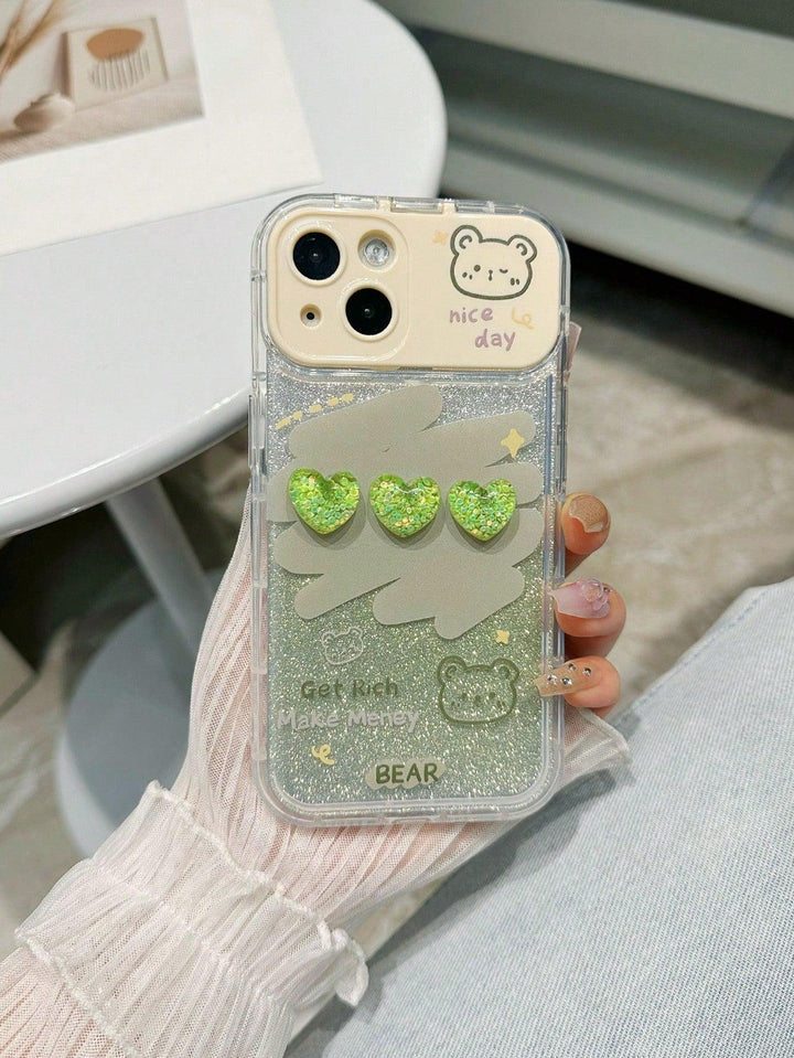 Heart Decor Anti fall Phone Case With Invisible Mirror - Brand My Case