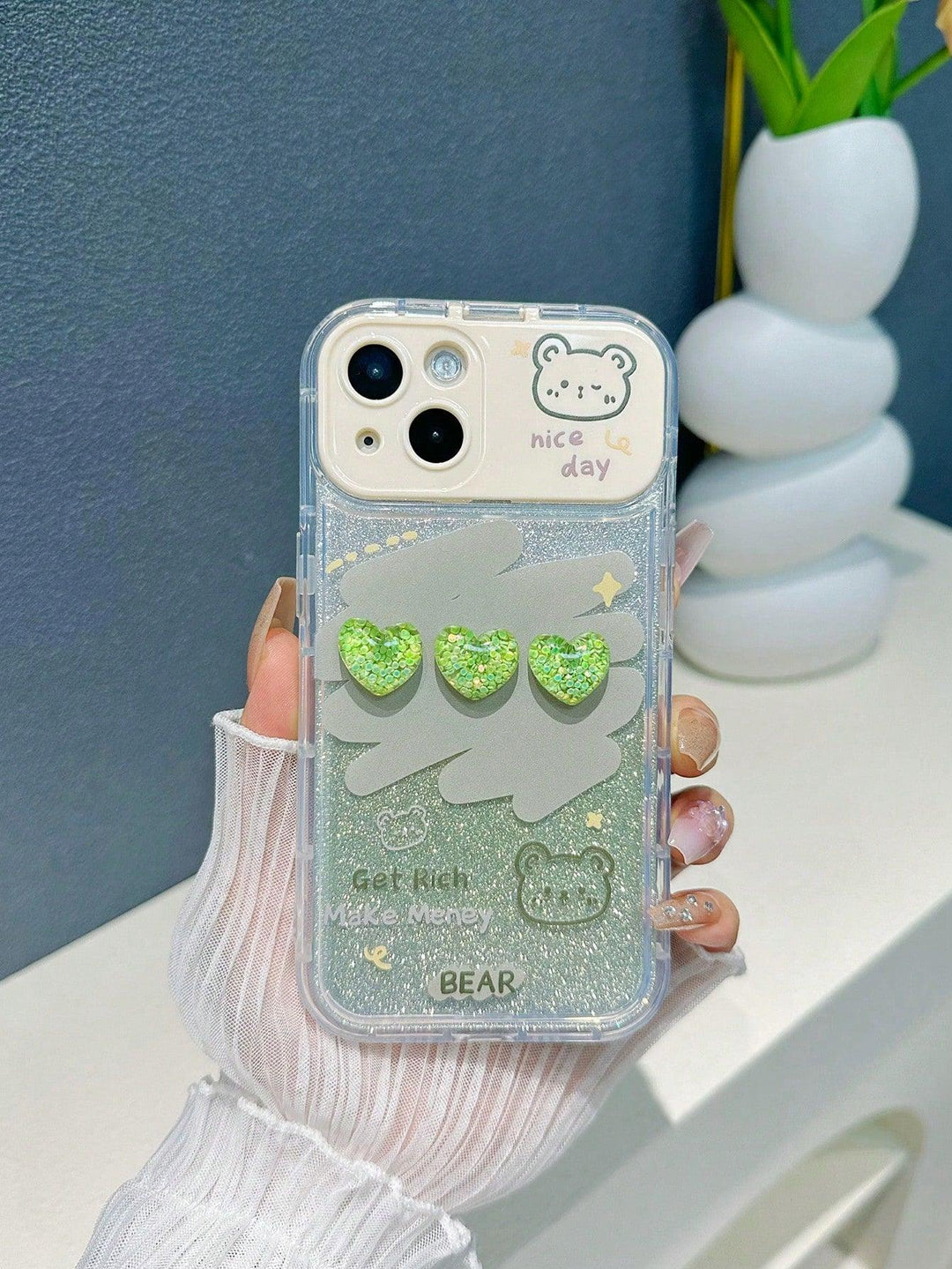 Heart Decor Anti fall Phone Case With Invisible Mirror - Brand My Case