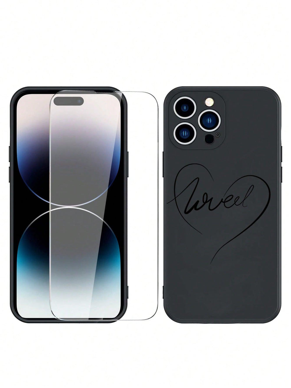 Heart Phone Case With Privacy Tempered Glass - Brand My Case