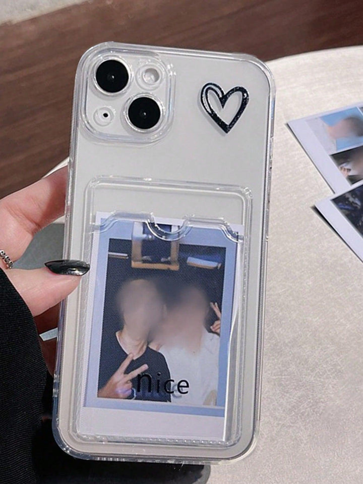 Hearts Clear Phone Case With Card Slot - Brand My Case